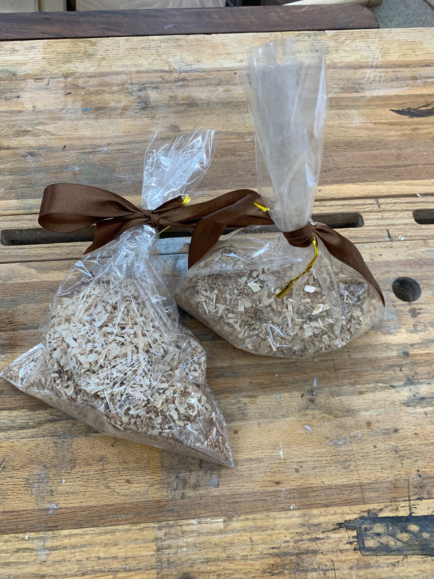 Designer wood chip and saw dust blend gift bag