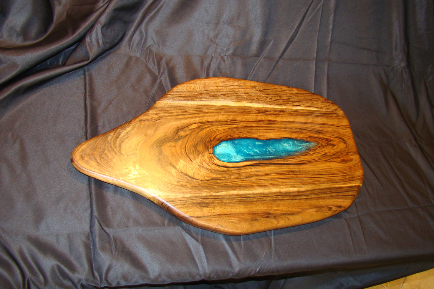 Walnut Serving Board w/ Turquoise Epoxy Inlay (13" x 24")